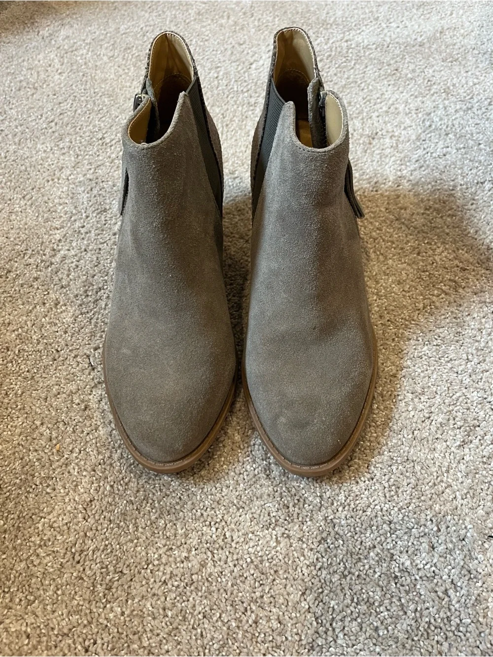 Bionic Taupe Suede Ankle Boots with Side Zip - Women